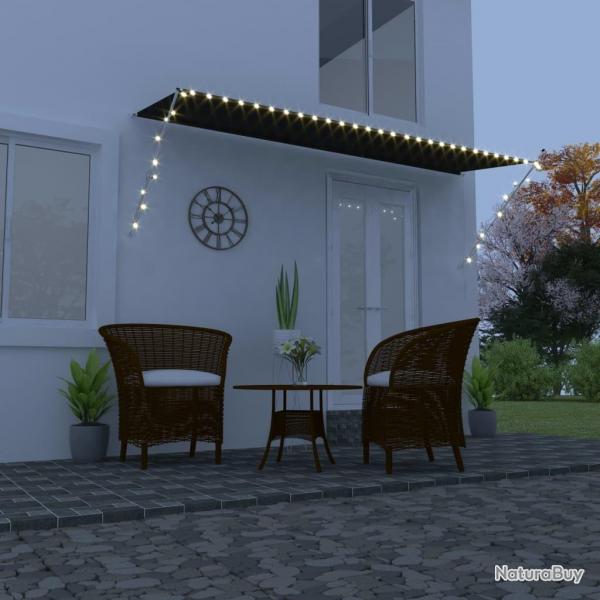 Auvent rtractable avec LED 400x150 cm Anthracite alsavelo