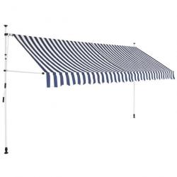 Auvent rétractable manuel 350 cm Rayures bleues et blanches alsavelo