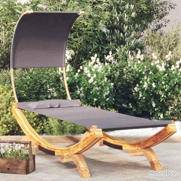 Lit repos et auvent 100x200x126 cm Bois courb Anthracite