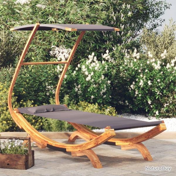 Lit repos et auvent 100x190x134cm Bois courb massif Anthracite alsavelo