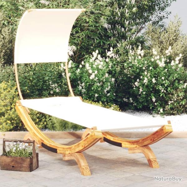 Lit repos avec auvent 100x200x126 cm Bois courb massif Crme alsavelo