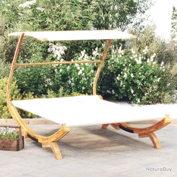 Lit repos avec auvent 165x203x138 cm Bois courb massif Crme alsavelo