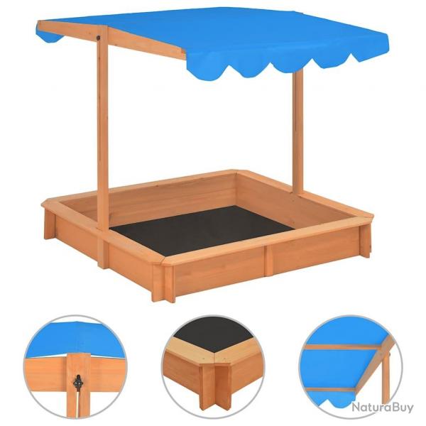 Bac  sable avec toit rglable Bois de sapin 115x115x115 cm alsavelo