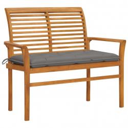 Banc de jardin avec coussin gris 112 cm Bois de teck massif alsavelo