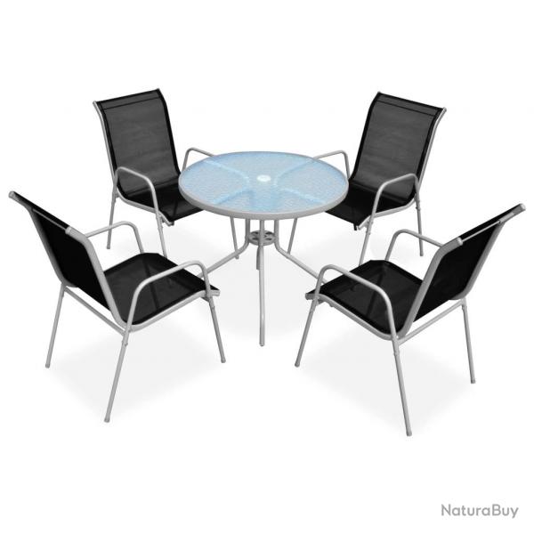 Ensemble  manger d'extrieur 5 pcs Acier Noir alsavelo