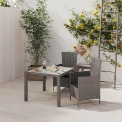 Ensemble à manger d'extérieur 3pcs coussins gris résine tressée alsavelo