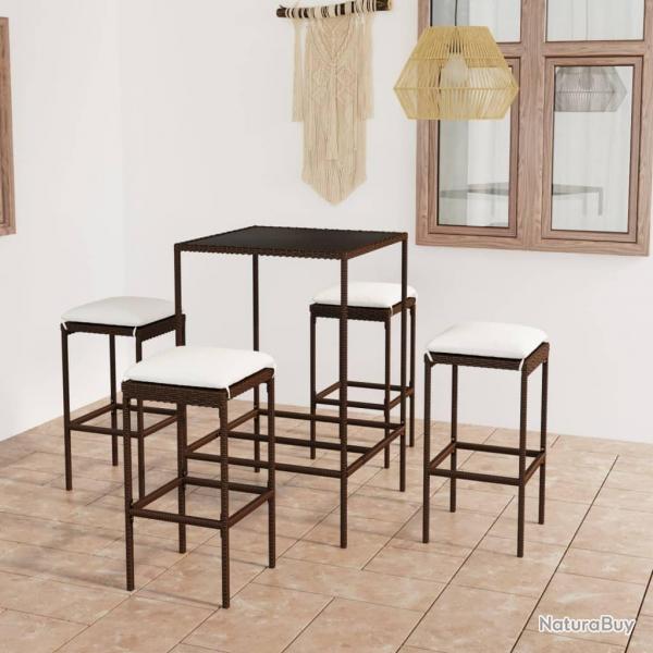 bar de jardin 5 pcs coussins Rsine tresse Marron alsavelo