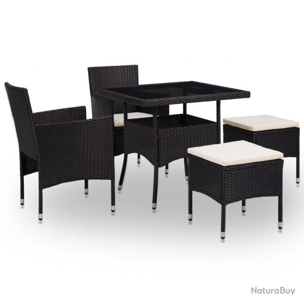 Ensemble  manger d'extrieur 5pcs Noir Rsine tresse et verre alsavelo
