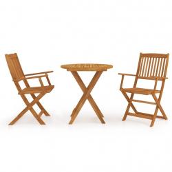 Ensemble à manger de jardin pliable 3 pcs Bois d'acacia solide alsavelo