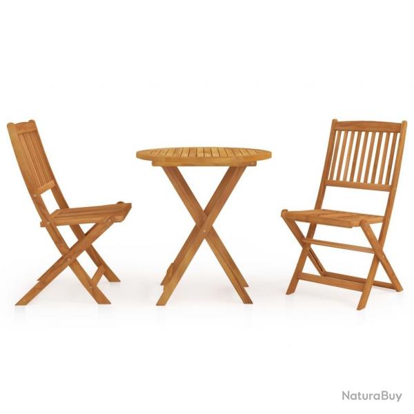 Ensemble  manger de jardin pliable 3 pcs Bois d'acacia solide alsavelo