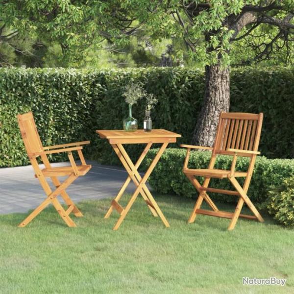 Ensemble  manger de jardin pliable 3 pcs Bois d'acacia solide