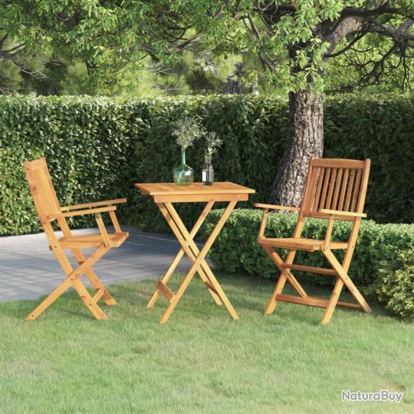 Ensemble  manger de jardin pliable 3 pcs Bois d'acacia solide alsavelo