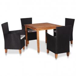 Ensemble à manger d'extérieur 5 pcs Résine tressée Noir marron alsavelo