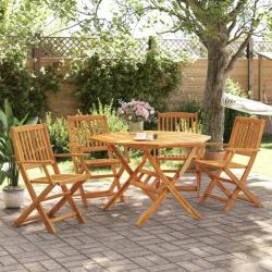 Ensemble à manger de jardin pliable 5 pcs bois massif d'acacia alsavelo
