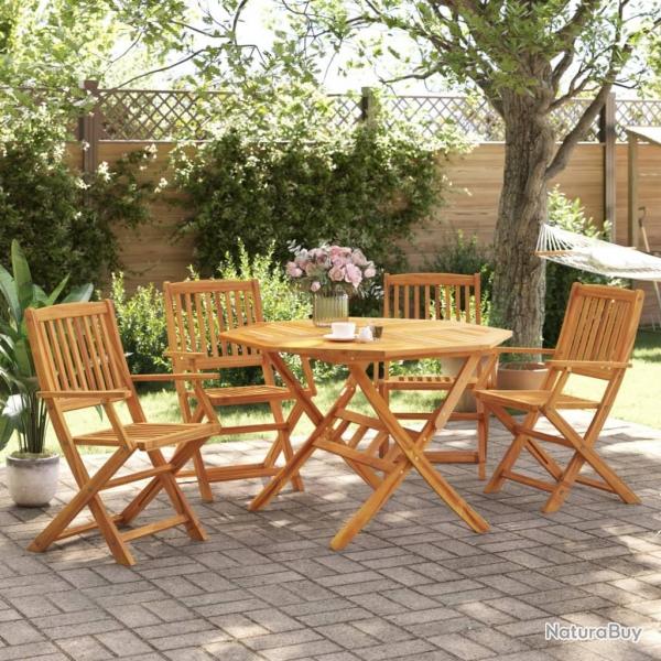 Ensemble  manger de jardin pliable 5 pcs bois massif d'acacia alsavelo