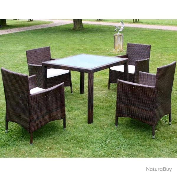 Ensemble  manger d'extrieur 5pcs avec coussins Rsine tresse alsavelo