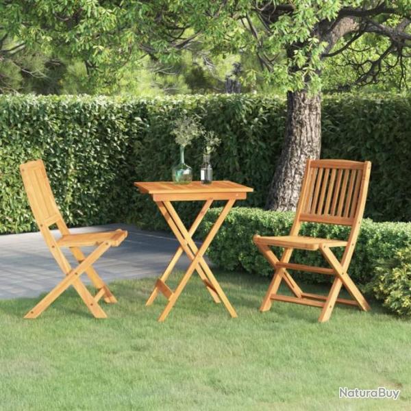 Ensemble  manger de jardin pliable 3 pcs Bois d'acacia solide