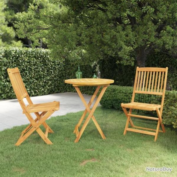 Ensemble  manger de jardin pliable 3 pcs Bois d'acacia solide