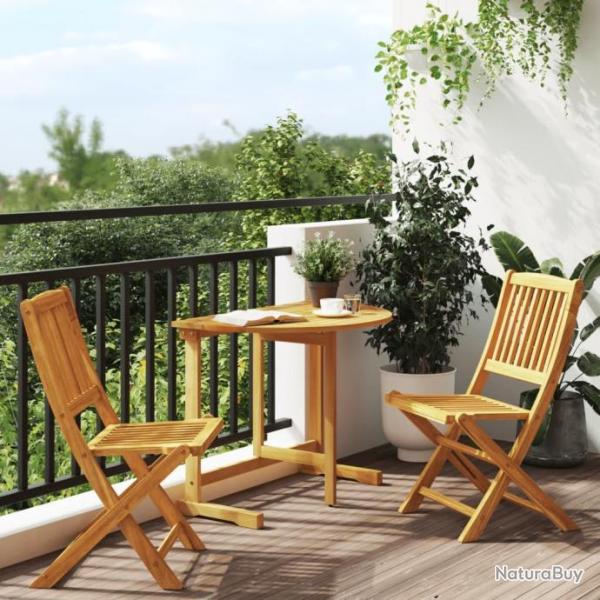 Ensemble  manger de jardin pliable 3 pcs bois d'acacia massif