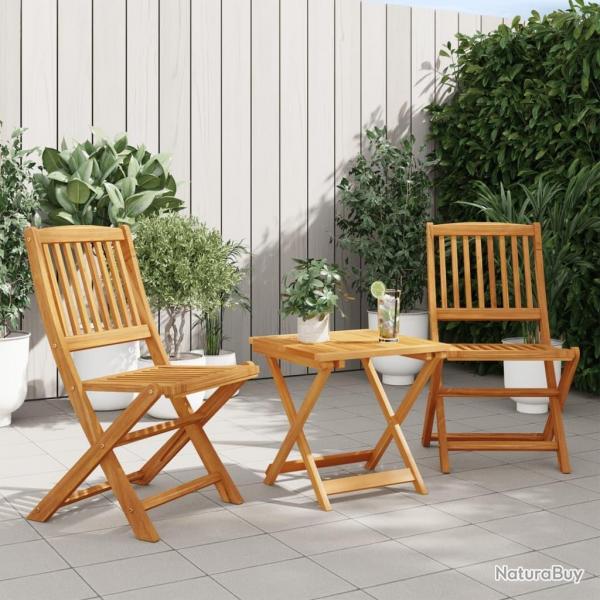 Ensemble  manger de jardin pliable 3 pcs bois d'acacia massif alsavelo
