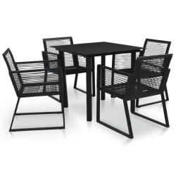 Ensemble à manger d'extérieur 5 pcs Rotin PVC Noir