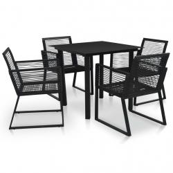 Ensemble à manger d'extérieur 5 pcs Rotin PVC Noir alsavelo