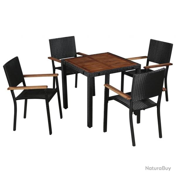 Ensemble  manger d'extrieur 5 pcs Rotin et bois d'acacia Noir alsavelo