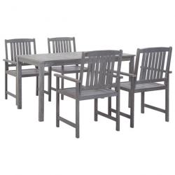 Ensemble à manger d'extérieur 5 pcs Gris Bois d'acacia solide