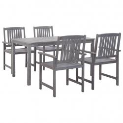 Ensemble à manger d'extérieur 5 pcs Gris Bois d'acacia solide alsavelo