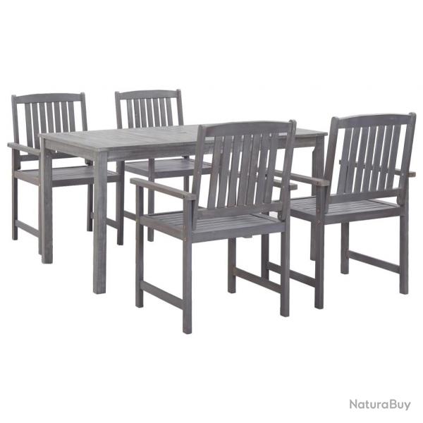 Ensemble  manger d'extrieur 5 pcs Gris Bois d'acacia solide alsavelo