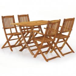 Ensemble à manger de jardin pliable 5 pcs Bois d'acacia solide alsavelo