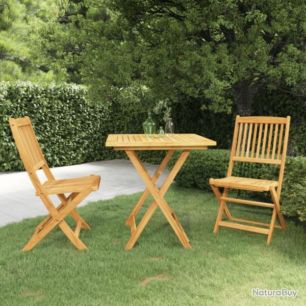 Ensemble  manger de jardin pliable 3 pcs Bois d'acacia solide alsavelo
