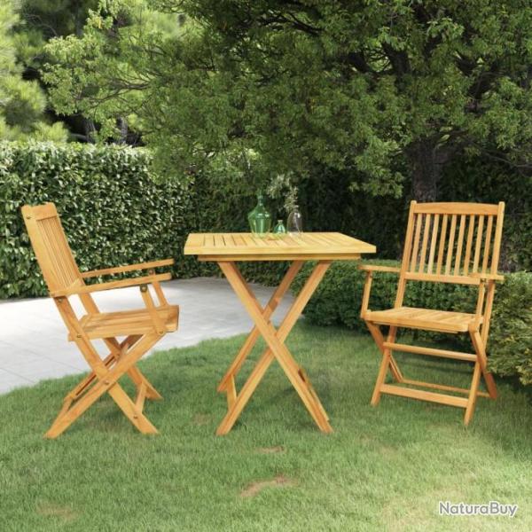 Ensemble  manger de jardin pliable 3 pcs Bois d'acacia solide