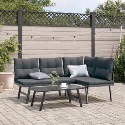 bancs de jardin avec coussins 3 pcs noir