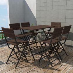 Ensemble à manger d'extérieur pliable 7pcs Acier Résine tressée alsavelo