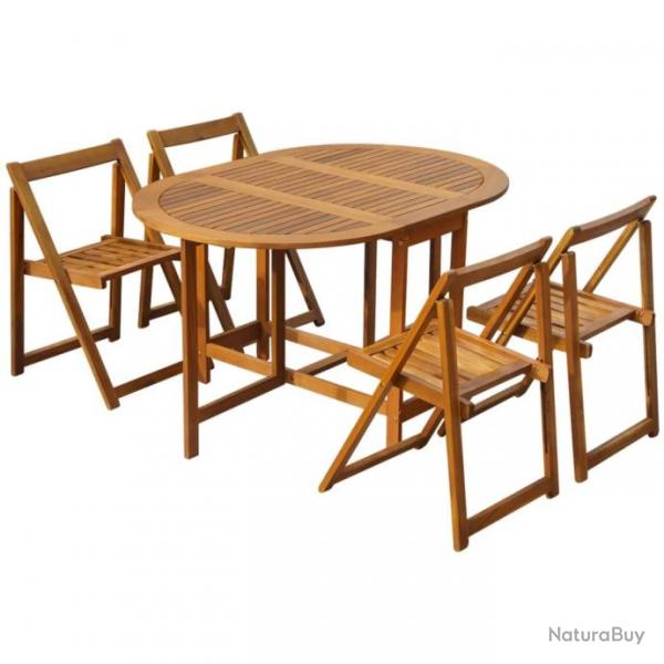 Ensemble  manger d'extrieur pliable 5pcs Bois d'acacia solide