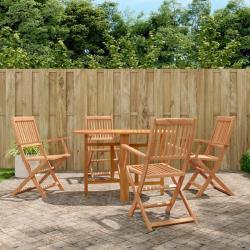 Ensemble à manger d'extérieur pliable 5pcs Bois d'acacia solide alsavelo