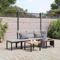 banc de jardin avec coussins 3 pcs noir