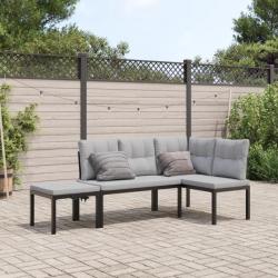 banc de jardin avec coussins 3 pcs noir