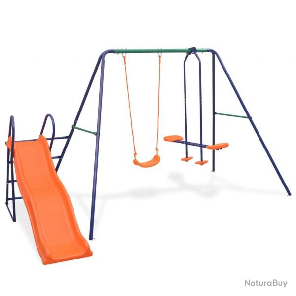balanoire avec toboggan et 3 siges Orange alsavelo