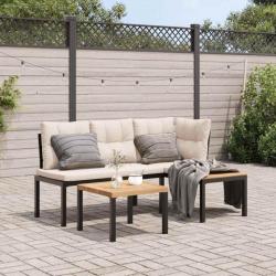 banc de jardin avec coussins 3 pcs noir