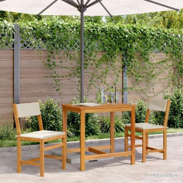 balcon avec coussins 3 pcs bois massif d'acacia