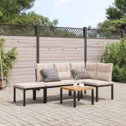 banc de jardin avec coussins 4 pcs noir