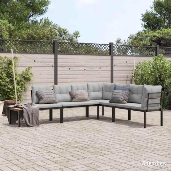 banc de jardin avec coussins 4 pcs noir