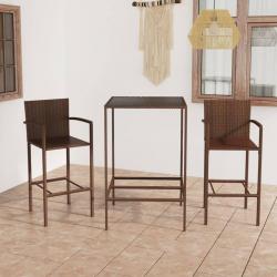 bar de jardin 3 pcs Résine tressée Marron alsavelo