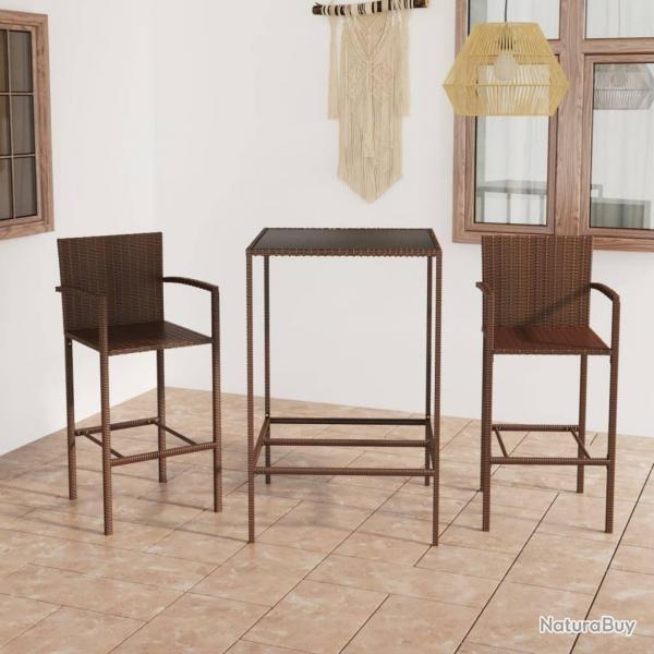 bar de jardin 3 pcs Rsine tresse Marron alsavelo