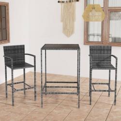bar de jardin 3 pcs Résine tressée Gris alsavelo