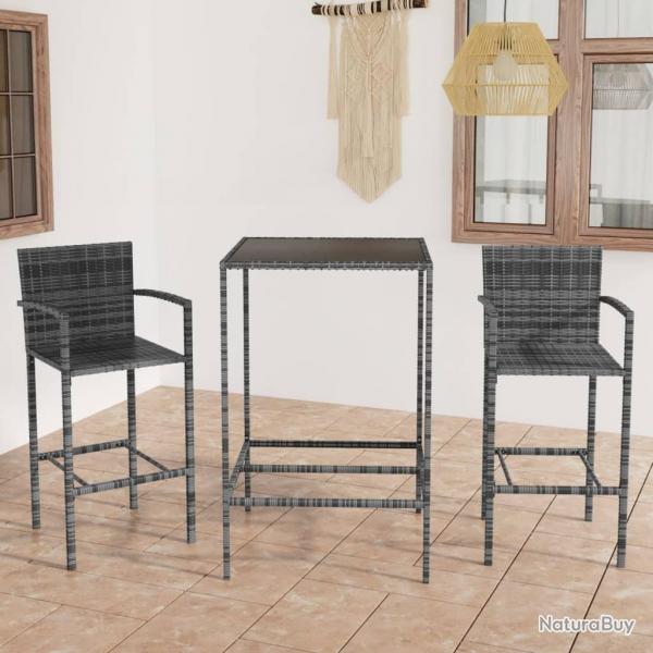 bar de jardin 3 pcs Rsine tresse Gris alsavelo