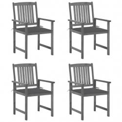 Chaises de jardin et coussins lot de 4 Gris Bois acacia massif alsavelo