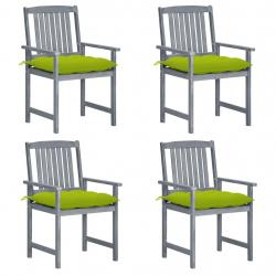 Chaises de jardin et coussins lot de 4 Gris Bois acacia massif alsavelo